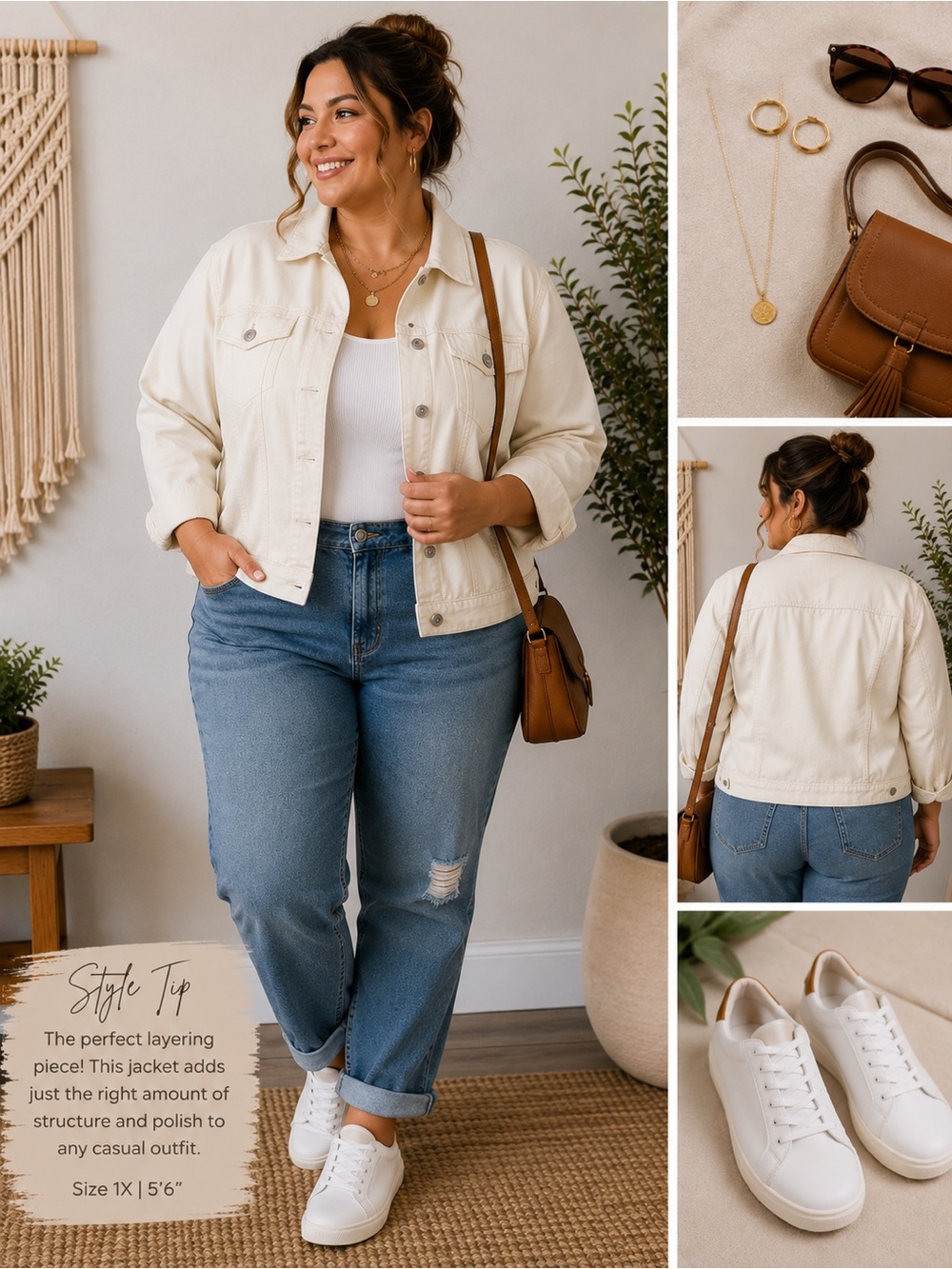 DC Cream Button-Front Jean Jacket